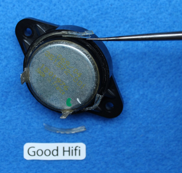 Replace Infinity Beta tweeter - Remove the sealant between the tweeter and the housing.