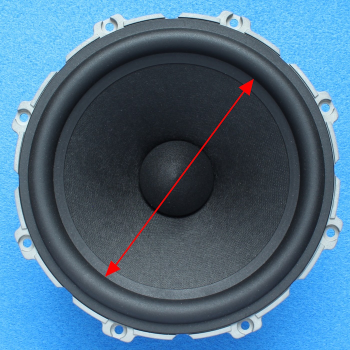 Woofer cone size without speaker surround removed
