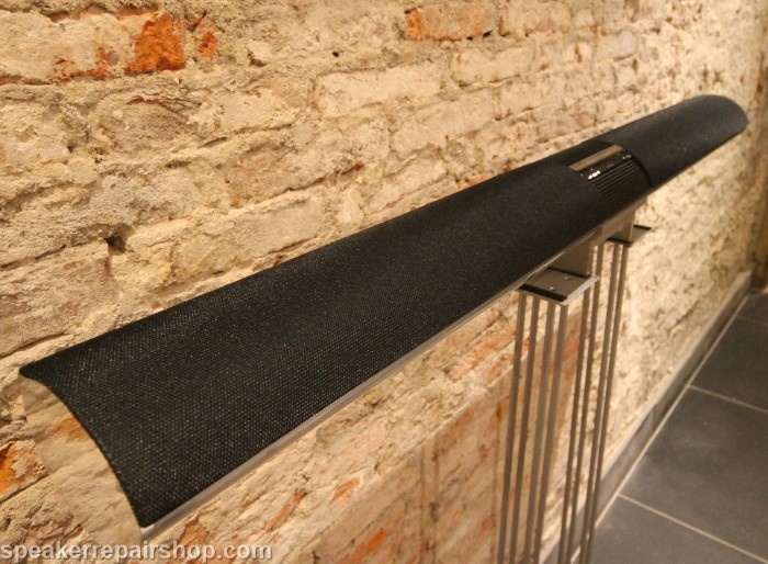Bang & Olufsen Beolab 3500 speaker with a new (coarse) speaker cloth mounted on the grille