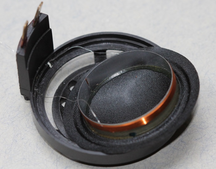 B&W CDM1 (ZZ9989 / ZZ09989) tweeter repair: diaphragm wires stuck through the holes in the tweeter frame