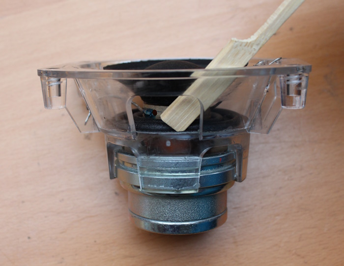 Overhauling JBL Atlas woofer: glue the spider to the woofer frame